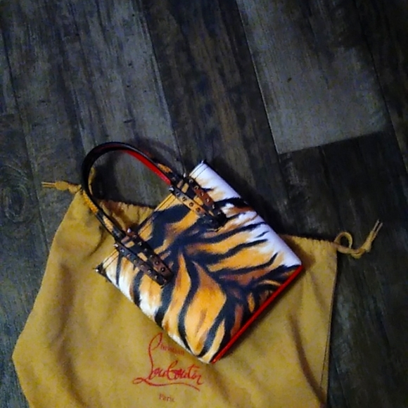 Christian Louboutin Mini CabataTiger Red Leather Studded Crossbody Bag - Picture 5 of 15